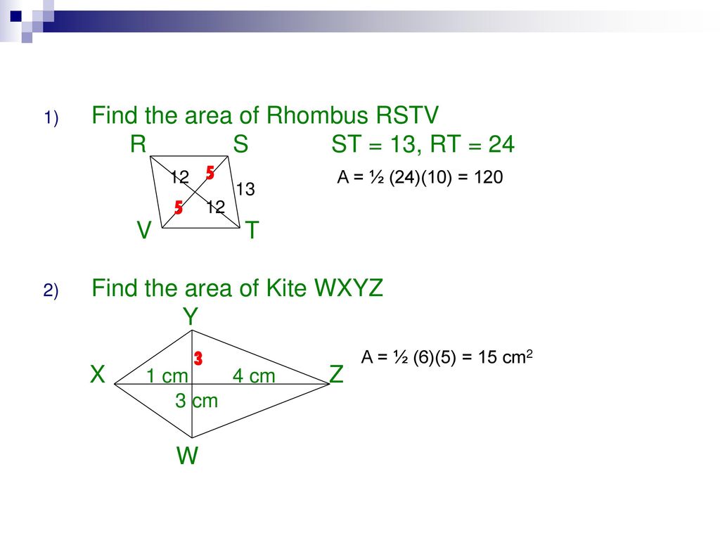 7-4 Area of Trapezoids, Rhombuses, and Kites - ppt download